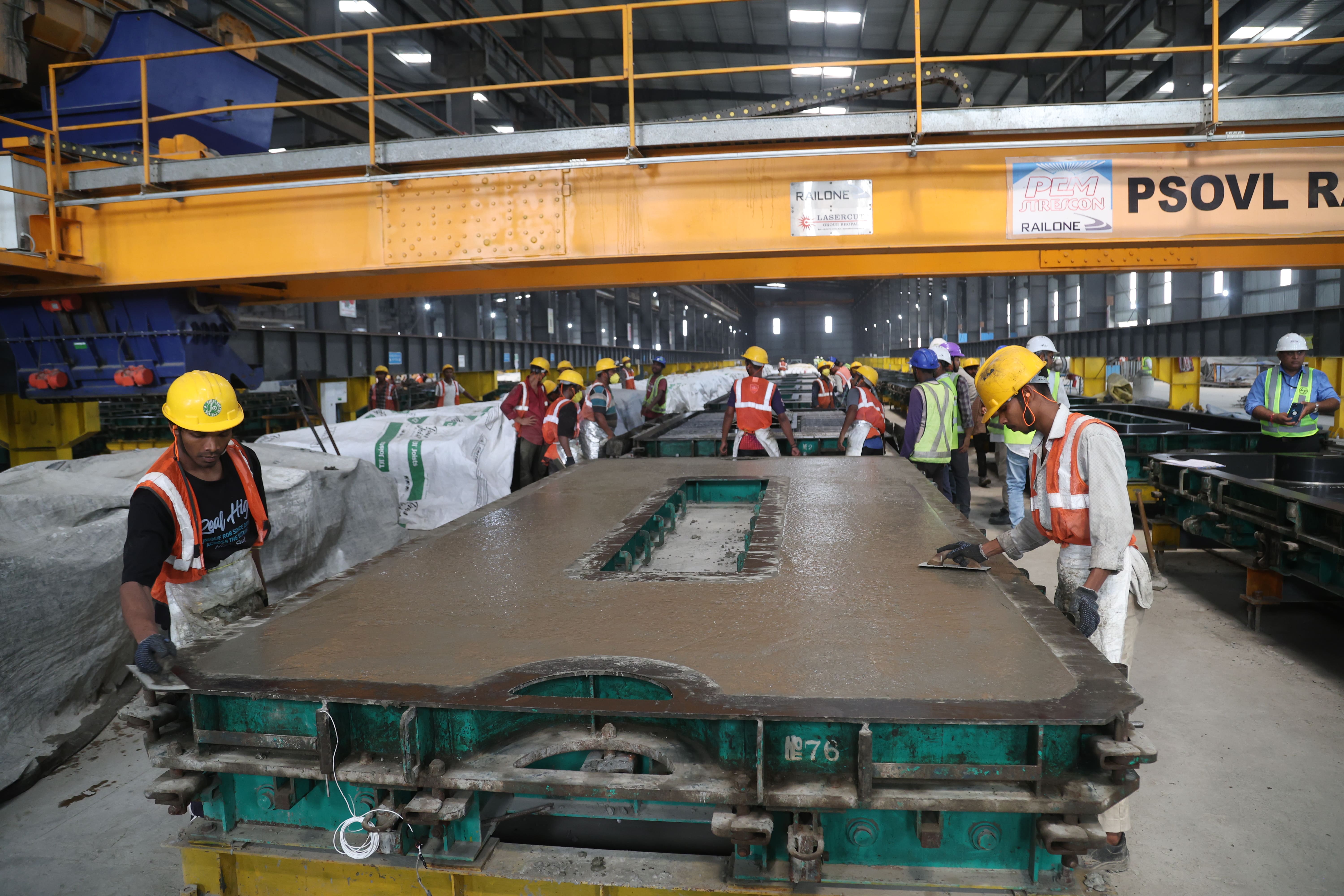 Track installation work on Mumbai-Ahmedabad Bullet Train Viaduct